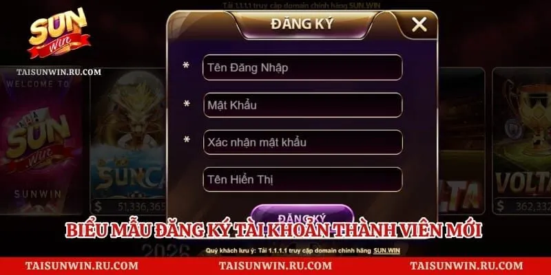 Biểu mẫu đăng ký tài khoản thành viên mới 