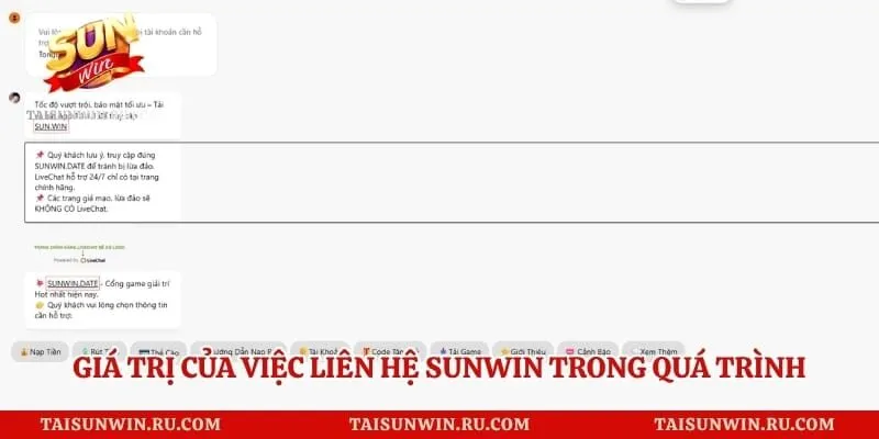 Giá trị của việc liên hệ Sunwin trong quá trình trải nghiệm