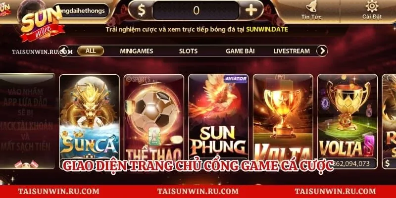 Giao diện trang chủ cổng game cá cược mang phong cách hoàng gia