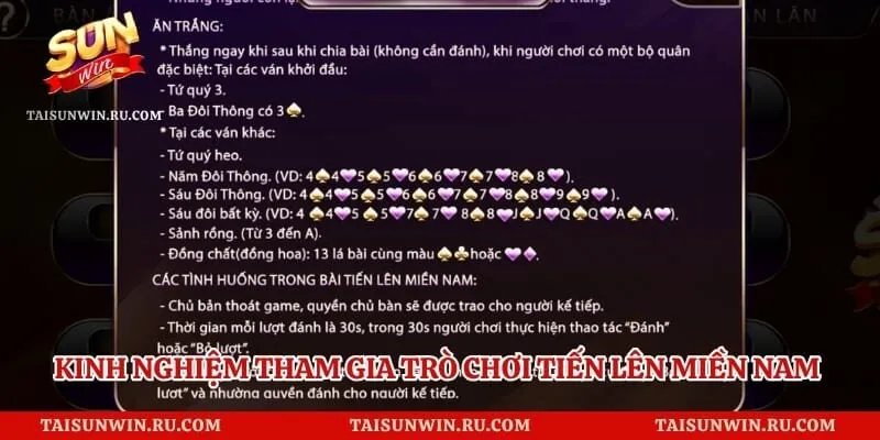Kinh nghiệm tham gia trò chơi Tiến Lên Miền Nam với thế bài khác nhau