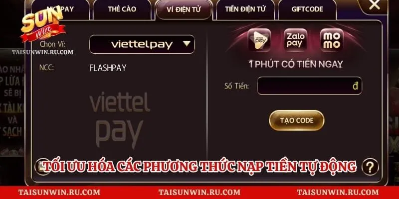Tối ưu hóa các phương thức nạp tiền tự động